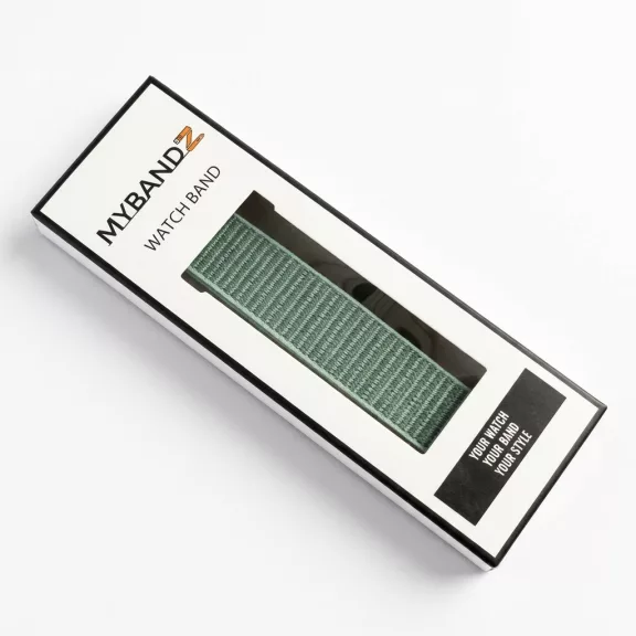 MYBANDZ Tépőzáras rugalmas szövet óraszíj - mentazöld/ 20mm