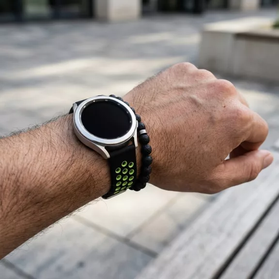 MYBANDZ Lélegző szilikon óraszíj / fekete-sárga / 20mm