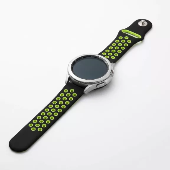 MYBANDZ Lélegző szilikon óraszíj / fekete-sárga / 20mm