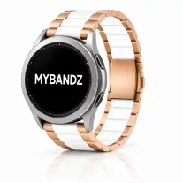MYBANDZ Klasszikus fém óraszíj - rosegold-fehér 20mm