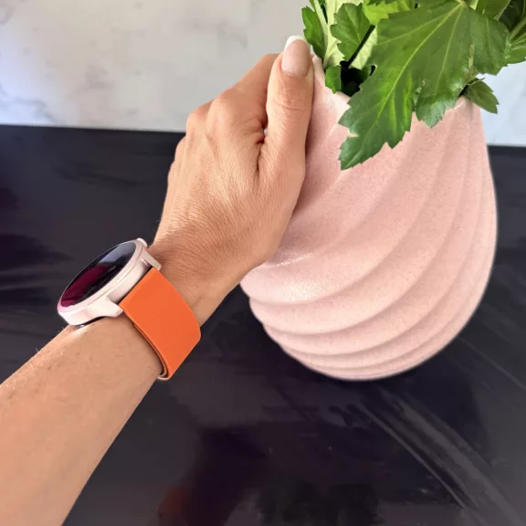 MYBANDZ Litchi mágneses szilikon óraszíj /narancs-fekete/ 18mm