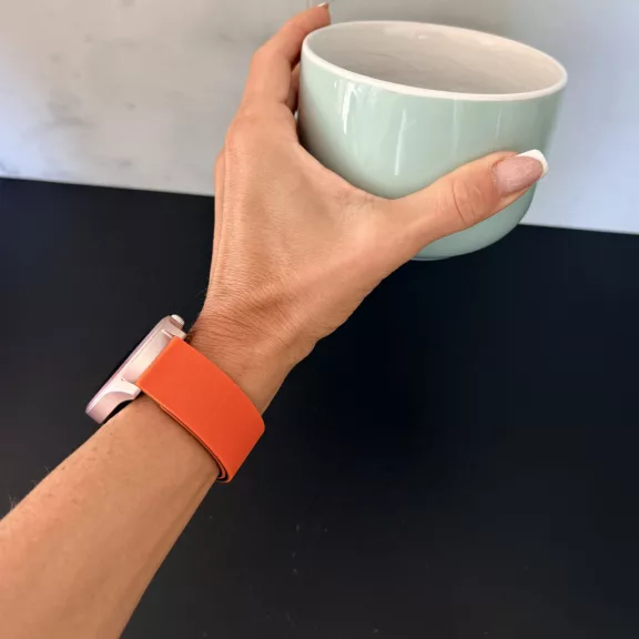 MYBANDZ Litchi mágneses szilikon óraszíj /narancs-fekete/ 18mm