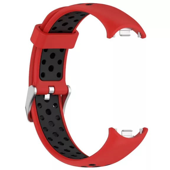 Xiaomi Smart Band 8/9/10-Lélegző szilikon óraszíj/piros-fekete