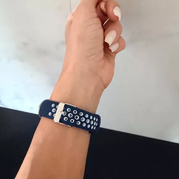 Xiaomi Smart Band 8/9/10-Lélegző szilikon óraszíj/kék-fehér