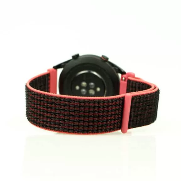 MYBANDZ Tépőzáras rugalmas szövet óraszíj / pink-fekete / 20mm