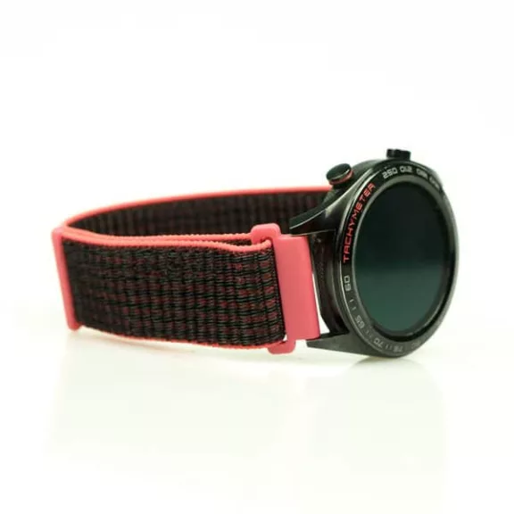 MYBANDZ Tépőzáras rugalmas szövet óraszíj / pink-fekete / 20mm