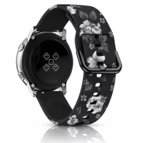   MYBANDZ Mintás szilikon óraszíj fém csattal /blackflower/ 20 mm