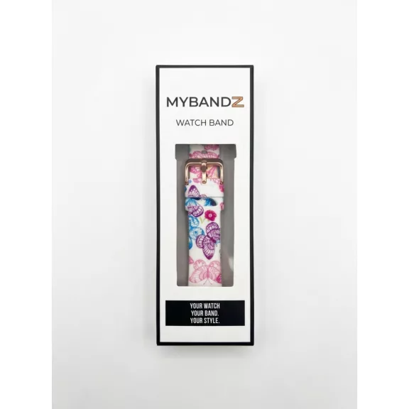 MYBANDZ Mintás szilikon óraszíj rosegold csattal (pillangó mintás) / 20mm
