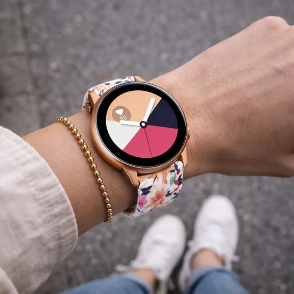 MYBANDZ Mintás szilikon óraszíj rosegold csattal (virágmintás) / 20mm