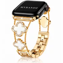 Xiaomi Smart Band 8/9/10-Glam fém óraszíj/arany-fehér