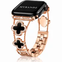 Xiaomi Smart Band 8/9/10-Glam fém óraszíj/rosegold-fekete
