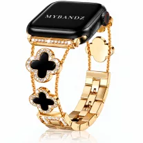 Xiaomi Smart Band 8/9/10-Glam fém óraszíj/arany-fekete
