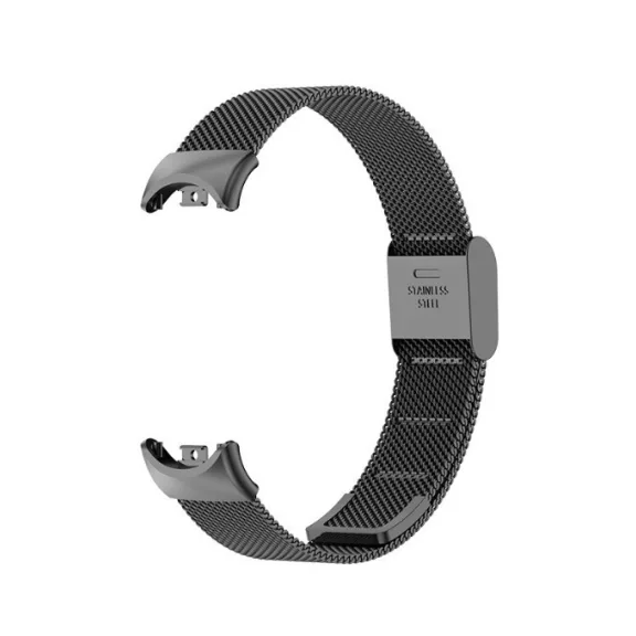 Xiaomi Smart Band 8/9/10 - Csatos milánói fém óraszíj - fekete