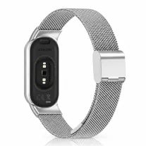   Xiaomi Smart Band 8/9/10 - Csatos milánói fém óraszíj - ezüst