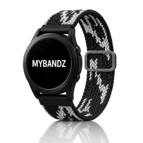   MYBANDZ Állítható elasztikus szövet óraszíj /fekete-fehér/ 20mm