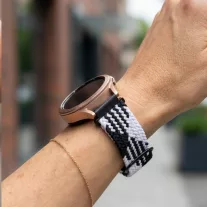   MYBANDZ Állítható elasztikus szövet óraszíj /fekete-fehér/ 20mm