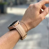 MYBANDZ Elegáns púder bőróraszíj ezüst csattal / 20mm