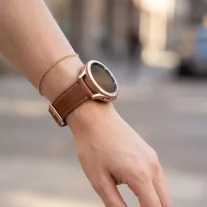   MYBANDZ Elegáns bézs-rózsaszín bőróraszíj rosegold csattal / 20mm