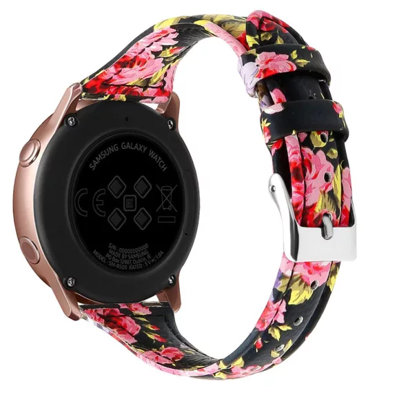 MYBANDZ Pink virágmintás slim bőróraszíj / 20mm