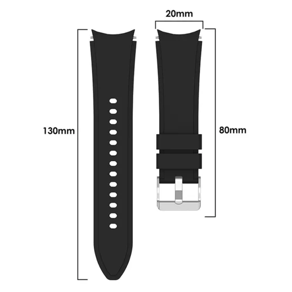 MYBANDZ Szilikon óraszíj Galaxy Watch 4-5-6-7/fekete-rés nélkül/ 20mm