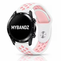 MYBANDZ Lélegző szilikon óraszíj - fehér-pink/ 20mm