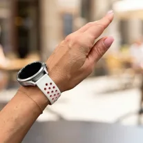 MYBANDZ Lélegző szilikon óraszíj - fehér-pink/ 20mm