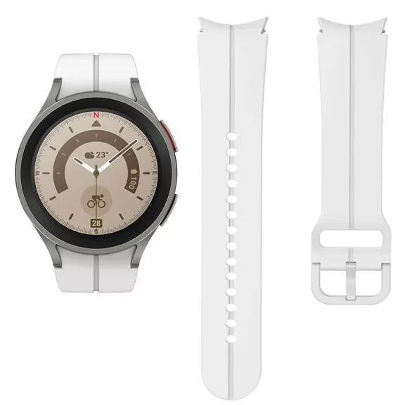 MYBANDZ Sportos szilikon óraszíj Galaxy Watch 4-5-6-7 /fehér-rés nélkül/ 20mm