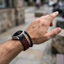 MYBANDZ Lélegző szilikon óraszíj / fekete-piros / 20mm