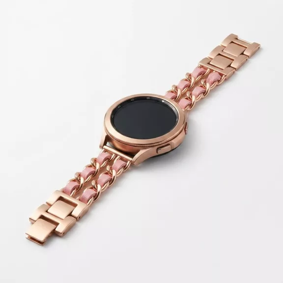 Mybandz  fém és bőr karkötő óraszíj /rosegold-pink/ 20 mm