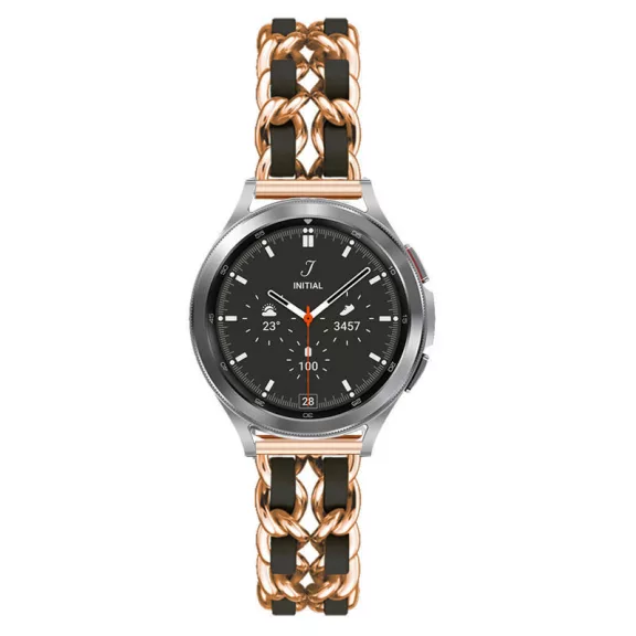 Mybandz  fém és bőr karkötő óraszíj /rosegold-fekete/ 20 mm
