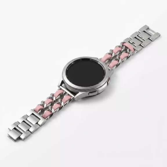 Mybandz  fém és bőr karkötő óraszíj /ezüst-púder/ 20 mm