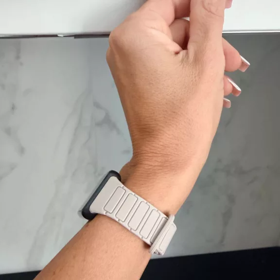 Mybandz Loop mágneses szilikon óraszíj/bézs/ Huawei Band 11/11pro