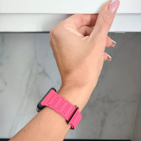 Mybandz Loop mágneses szilikon óraszíj/pink-fekete Huawei Band 11/11pro