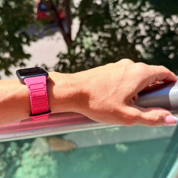 Mybandz Loop mágneses szilikon óraszíj/pink-fekete Huawei Band 11/11pro