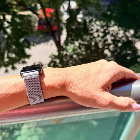 Mybandz Milánói mágneses fém óraszíj /ezüst/ Huawei Band 11/11pro