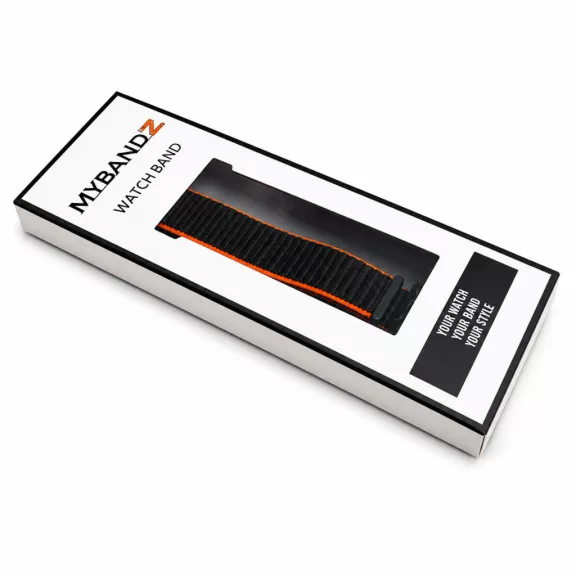 Mybandz Tépőzáras szövet óraszíj /fekete-narancs/ Huawei Band 11/11pro