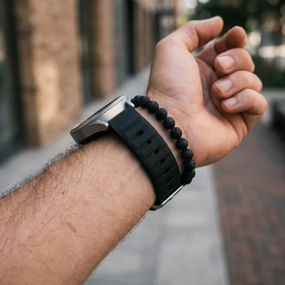 Mybandz bordázott szilikon óraszíj-fekete/20mm
