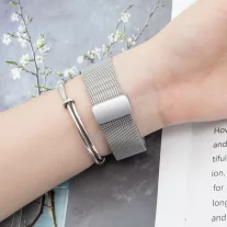   Mybandz Csatos milánói fém óraszíj-Samsung Galaxy Watch 4-5-6-7/ezüst/20mm