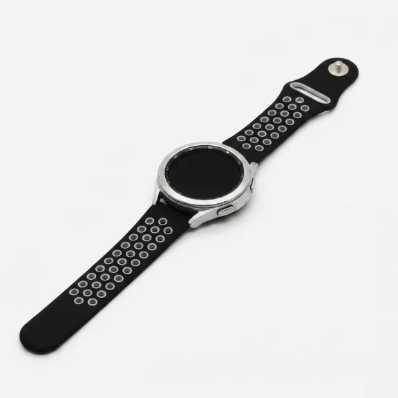 MYBANDZ Lélegző szilikon óraszíj / fekete-szürke / 20mm