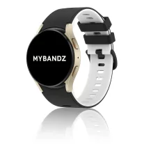   MYBANDZ kétszínű rés-nélküli szilikon óraszíj Galaxy Watch 4-5-6-7/fekete-fehér/ 20mm