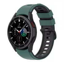   MYBANDZ kétszínű rés-nélküli szilikon óraszíj Galaxy Watch 4-5-6-7/zöldeskék-fekete/ 20mm