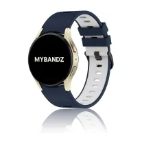   MYBANDZ kétszínű rés-nélküli szilikon óraszíj Galaxy Watch 4-5-6-7/kék-fehér/ 20mm