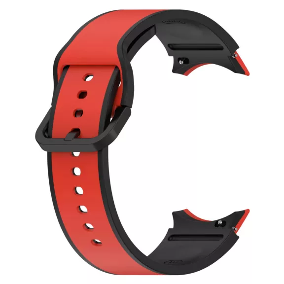 MYBANDZ rés-nélküli szilikon óraszíj Galaxy Watch 4-5-6-7 /piros-fekete/ 20mm