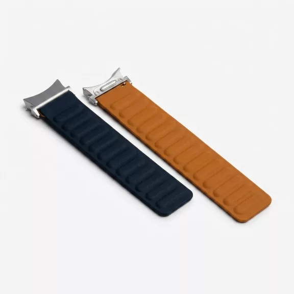 MYBANDZ kétrészes mágneses szilikon óraszíj Galaxy Watch 4-5-6-7/fekete(ezüst csatlakozó)/ 20mm