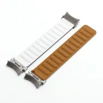   MYBANDZ kétrészes mágneses szilikon óraszíj Galaxy Watch 4-5-6-7/fehér(ezüst csatlakozó)/ 20mm