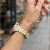   MYBANDZ Elegáns vékony bőróraszíj rosegold csattal /krémfehér/20mm