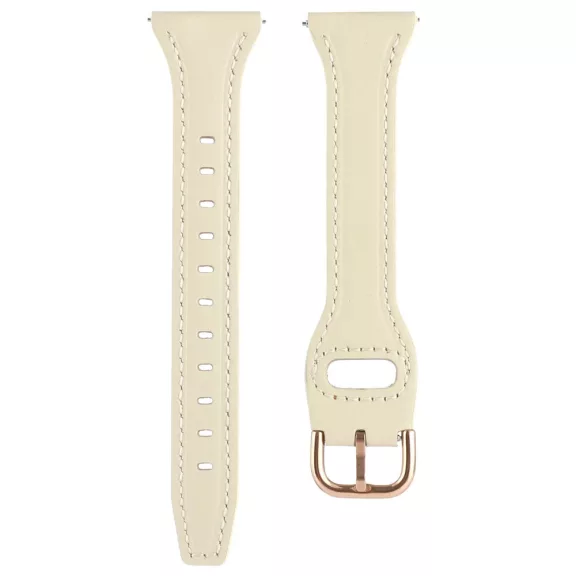 MYBANDZ Elegáns vékony bőróraszíj rosegold csattal /krémfehér/20mm