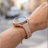   MYBANDZ Elegáns vékony bőróraszíj rosegold csattal /púder/20mm