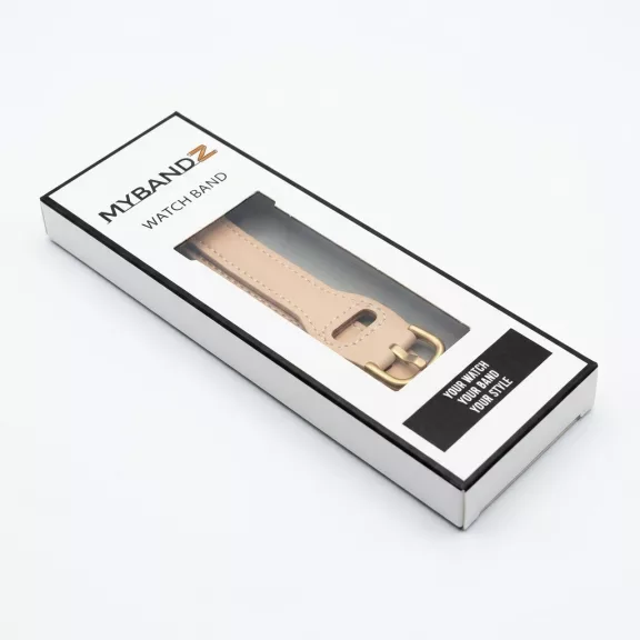 MYBANDZ Elegáns vékony bőróraszíj rosegold csattal /púder/20mm