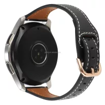   MYBANDZ Elegáns vékony bőróraszíj rosegold csattal /fekete/20mm